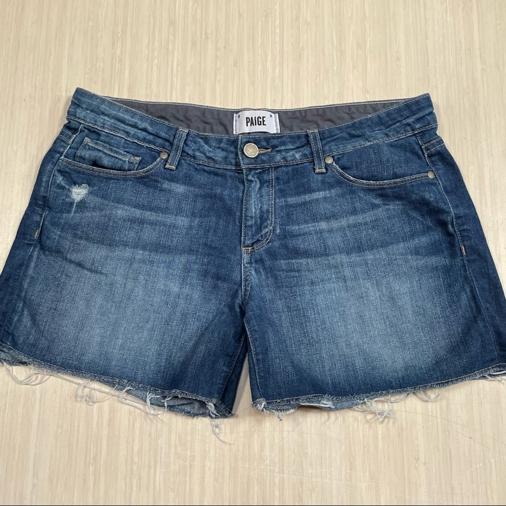 Paige Jimmy Jimmy Denim Shorts Size 28 Distressed Stretch Blue